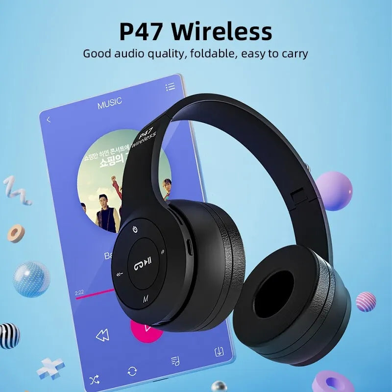 Stereo P47 Headset 5.0 Bluetooth Headset Dobrável Série P Sem Fio Sports Jogo Headset